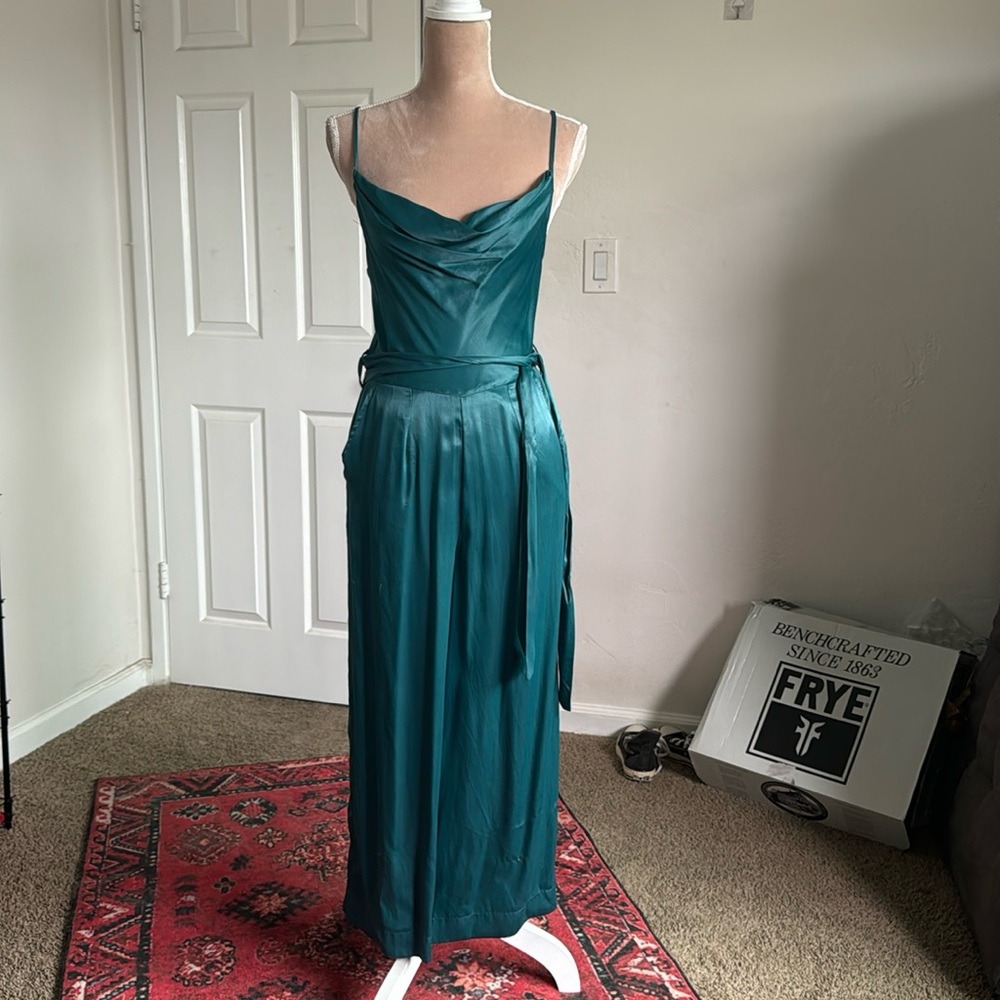(Petite) Blank London Teal Silk Jumpsuit